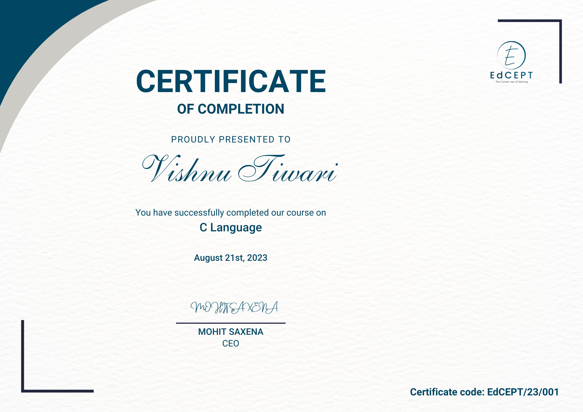 certificate
